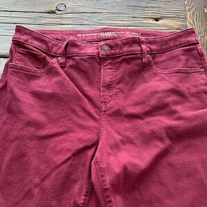 Chico’s Slimming Slim Leg Ankle Jeans - Burgundy Size 12